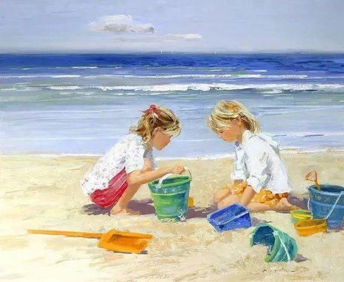 夏日阳光下的甜美回忆：沙滩、冰淇淋和欢笑